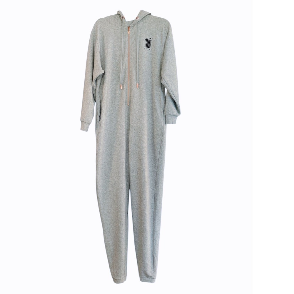Savage X Fenty Gray Hooded Onesie Jumpsuit Size Small NWT